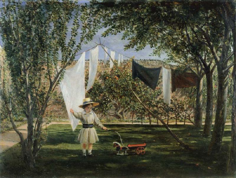 Charles Robert Leslie Child in a Garden with His Little Horse and Cart